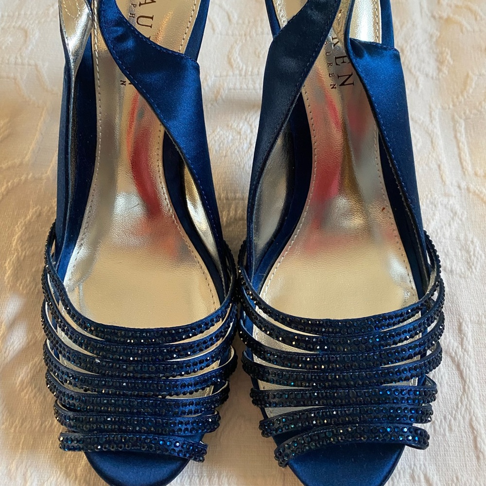 Lauren Ralph Lauren Navy Rhinestone heels 7.5